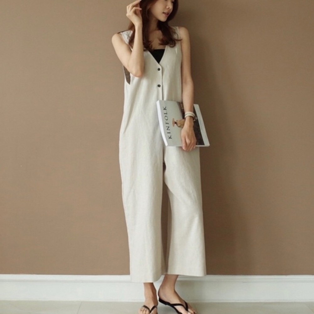 Cute Ivory Cotton Jumpsuit